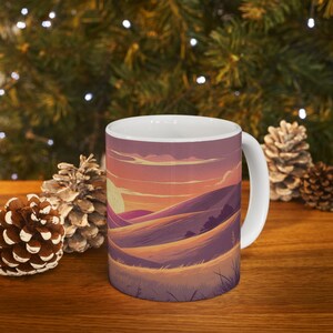 Sunset Hills Ceramic Mug | Vintage Landscape Gift | Nature Lover Coffee Tea Mug | Rustic Evening Decor