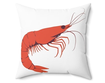 Cojín decorativo con estampado de camarones, decoración náutica para el hogar, cojín con ambiente costero, regalo con temática oceánica, decoración para casa de playa.