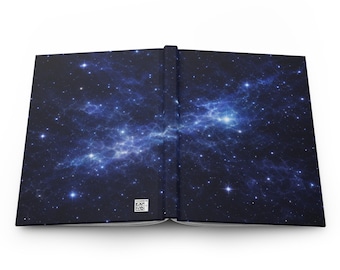 Midnight Sapphire Galaxy Dust Journal, Dark Blue Starry Notebook, Cosmic Writing Diary