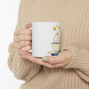 Starry Teacup Ceramic Mug, Celestial Coffee Cup, Cozy Magic Drinkware, Moon and Stars Gift, Night Sky Decor