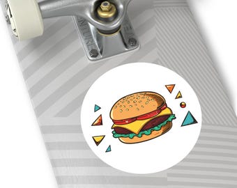 Retro Burger Vinyl Sticker | Fun Foodie Art, Whimsical 50s Design, Eco-Friendly