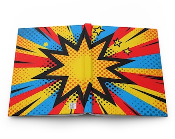 Retro Comic Burst-dagboek, popart-notitieboekje, vintage komisch dagboek, leuk cadeau voor schrijvers