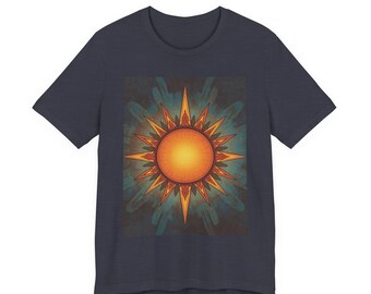 Radiant Sun Icon Shirt, Retro Celestial Graphic Tee, Boho Cosmic Top, Gift for Sunshine Lovers