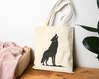 Wolf Cotton Canvas Tote Bag | Reusable Eco-Friendly Bag | Outdoor & Nature Lover Gift