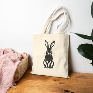 Rabbit Cotton Canvas Tote Bag | Woodland Animal Tote | Reusable Eco-Friendly Bag