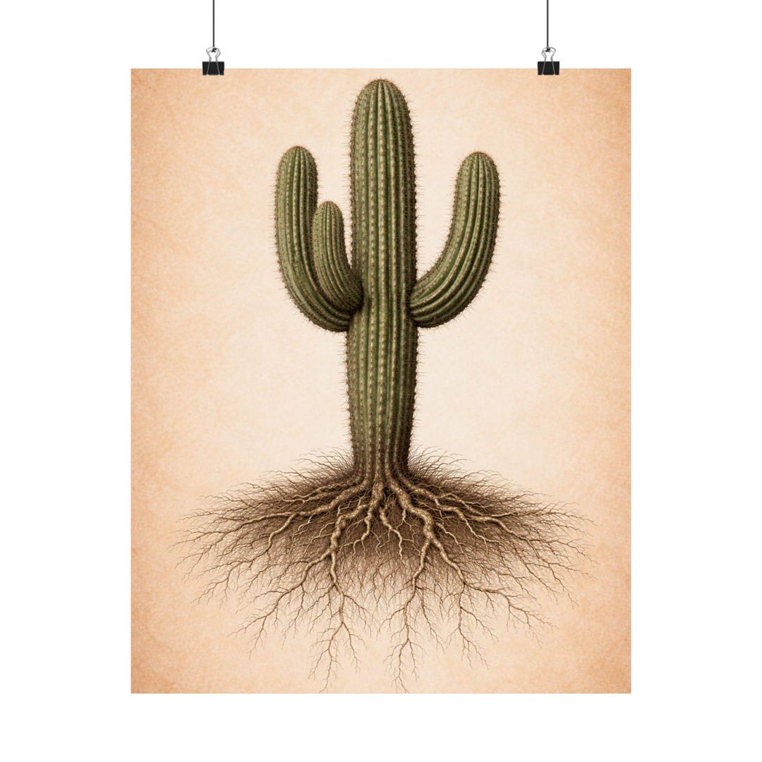 Botanical Study Poster Saguaro Cactus Print, Desert Botanical Wall Art ...