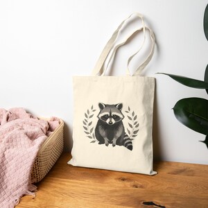 Raccoon Cotton Canvas Tote Bag | Woodland Animal Reusable Bag | Eco-Friendly Gift