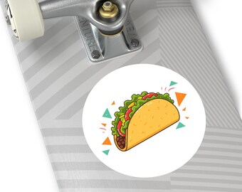Autocollant rétro en vinyle pour tacos | Art culinaire mexicain fantaisiste, design amusant des années 50