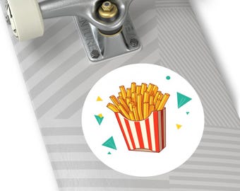 Autocollant rétro en vinyle pour frites | Art de casse-croûte fantaisiste, design amusant des années 50