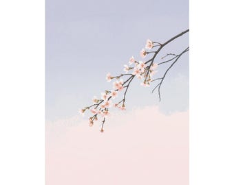 Cherry Blossom Wall Art Print, Japanese Botanical Poster, Matte Vertical Flower Artwork, Nature-Inspired Decor