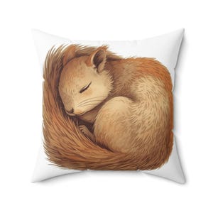 Cozy Squirrel Pillow, Cute Animal Decor, Home Accents, Gift for Nature Lovers, Nursery Pillow, Woodland Theme