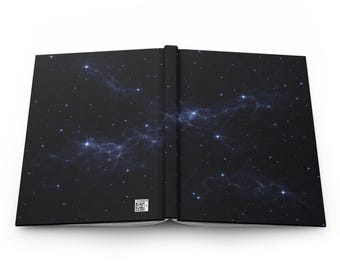 Obsidian Galaxy Dust Journal, Ultra Dark Starry Notebook, Minimalist Cosmic Diary