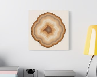 Agate Slice Wall Art, Abstract Mineral Print, Modern Watercolor Home Decor, Minimalist Earth Tone Artwork, Gift for Modern Homes