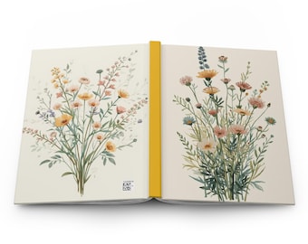 Wildflower Sketch Journal, Meadow Floral Notebook, Nature Art Diary, Hand-Drawn Botanical, Gift for Artists