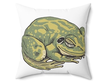 Frog Art Throw Pillow, Cozy Home Decor, Amphibian Lover Gift, Nature-Inspired Cushion, Bedroom Accent Pillow