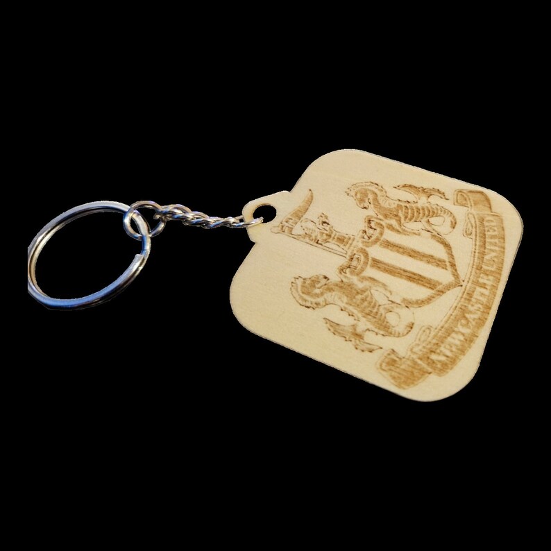 Newcastle United FC Logo Keyring Keychain Key Fob Accessory Wooden