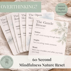 Cartes de réinitialisation de la nature en 60 secondes | Cartes de pleine conscience pour la réflexion excessive et l'anxiété | Outils de mise à la terre | Cadeau soin personnel pour femme