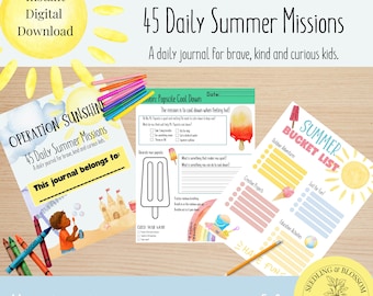Mindful Kids Sommer Tagebuch | Schreib- & Zeichenauffordern (Alter 5-9) (Digitaler Download)