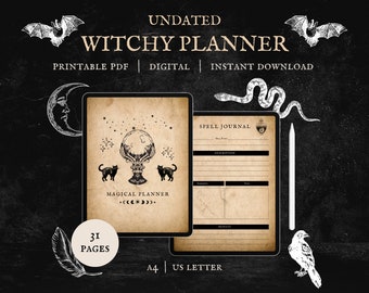 WITCHY PLANNER Printable: Undated Witchy Digital Planner iPad Digital Planner Goodnotes Gothic Planner Grimoire Journal Pages