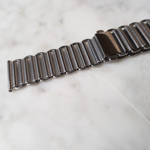 18mm 20mm Bonklip watch bracelet, gold & stainless steel, Bamboo ladder Military vintage style image 8