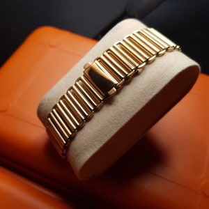 18mm 20mm Bonklip watch bracelet, gold & stainless steel, Bamboo ladder Military vintage style zdjęcie 4