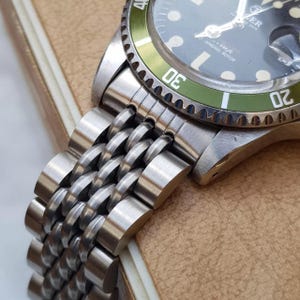 Curved + Straight Retro Style Beads of Rice BoR Stainless Steel Watch Bracelet / Watch band in 20mm 22mm