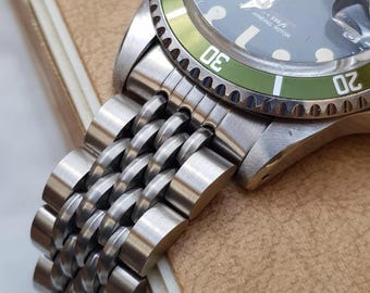 Brushed Stainless Steel Beads of Rice Watch Bracelet - Retro Style 20mm 22mm