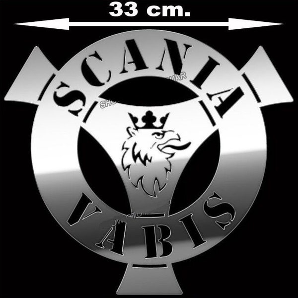 Scania Vabis Logo BIG Super Polished Stainless Steel 1 Pc, Scania Vabis Badge 33 cm diagonally