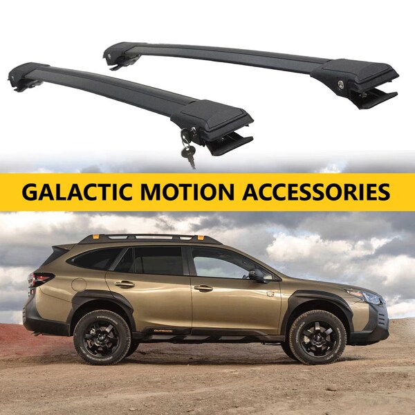 To match with Subaru Outback Wilderness 2022-2024 Roof Rack Cross Bars Rails Black 2pcs-Luggage Rack Carrier Raised Roof Rails Aluminum