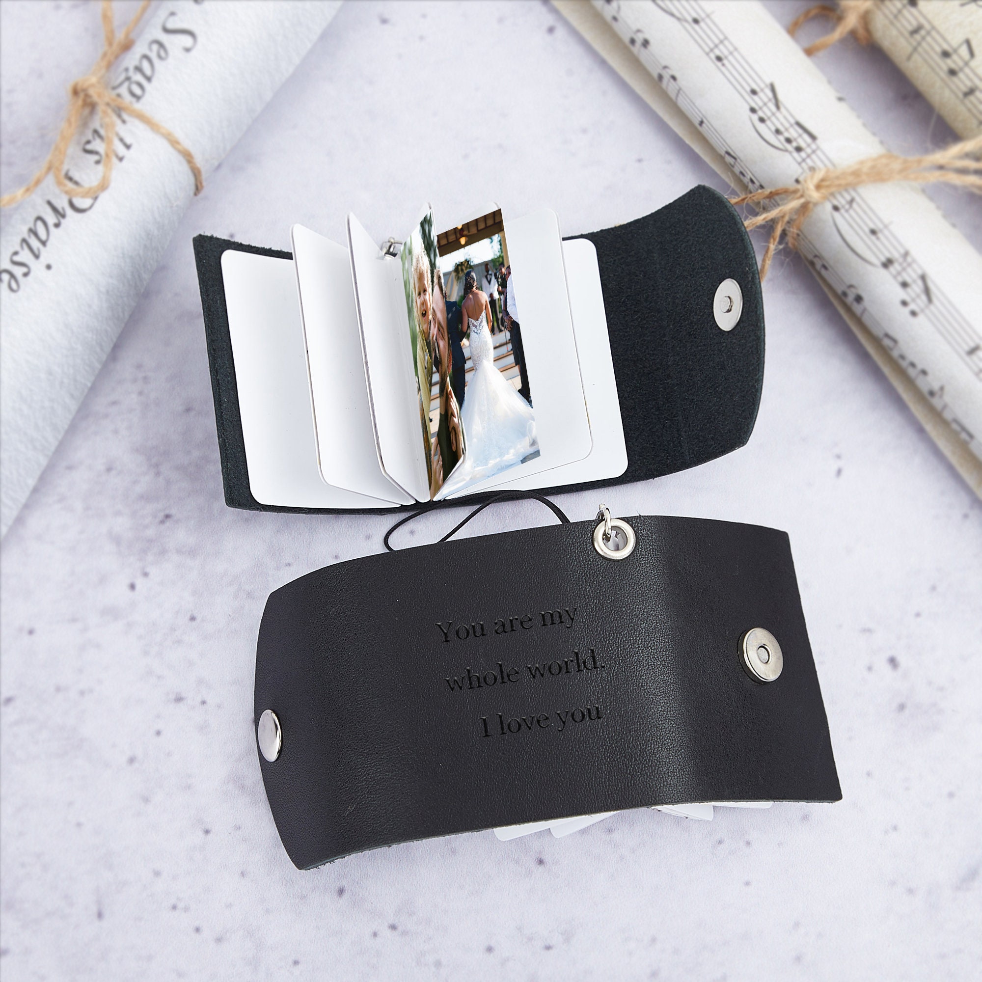 Personalized Photo Album Keychain,custom Picture Book,leather Photo Keychain,valentines Gift