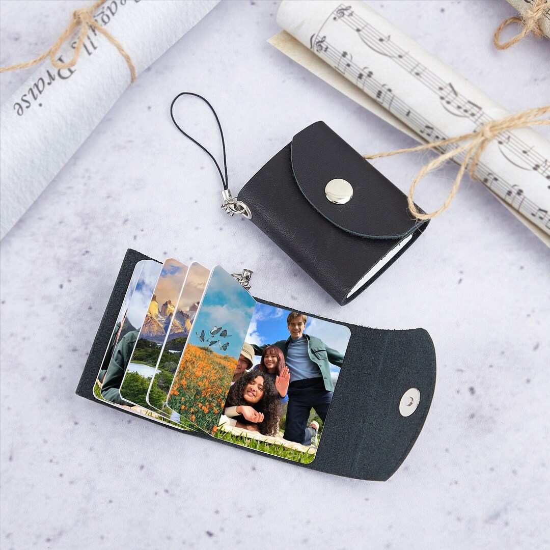 Custom Leather Photo Keychain,personalized Scrapbook Keyring,photo