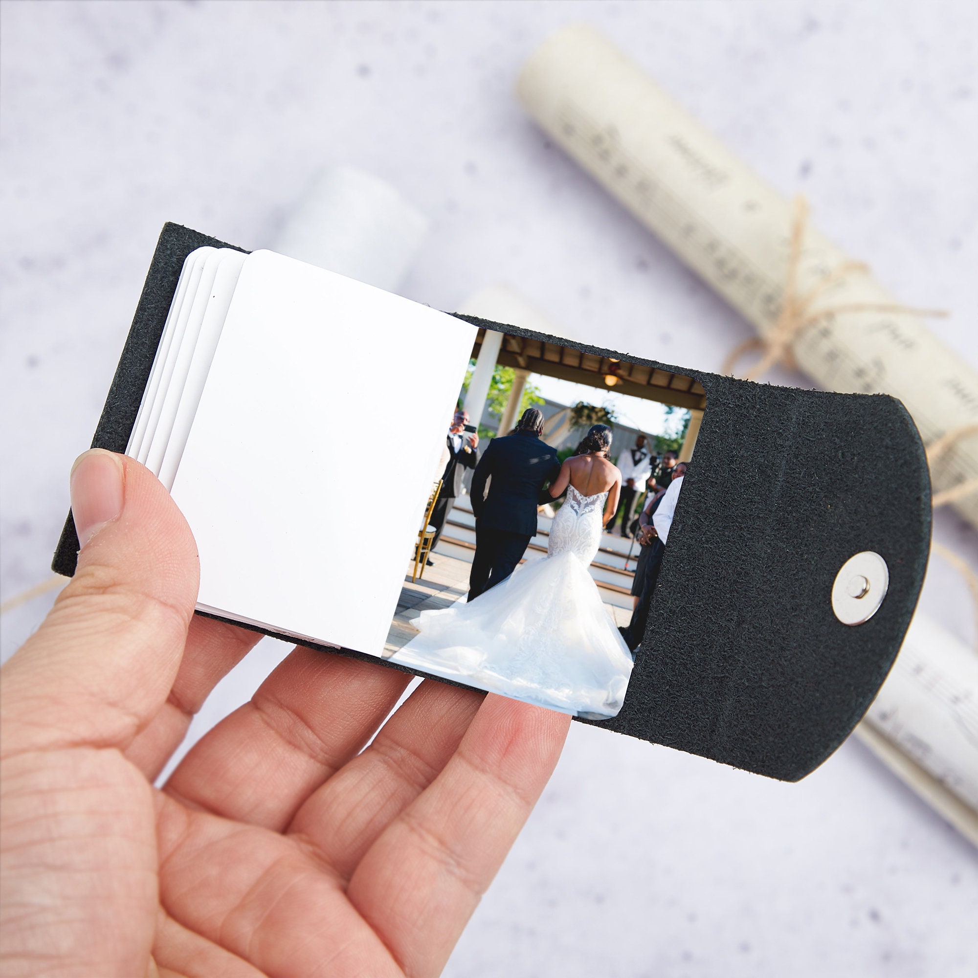 Personalized Photo Album Keychain,custom Picture Book,leather Photo Keychain,valentines Gift