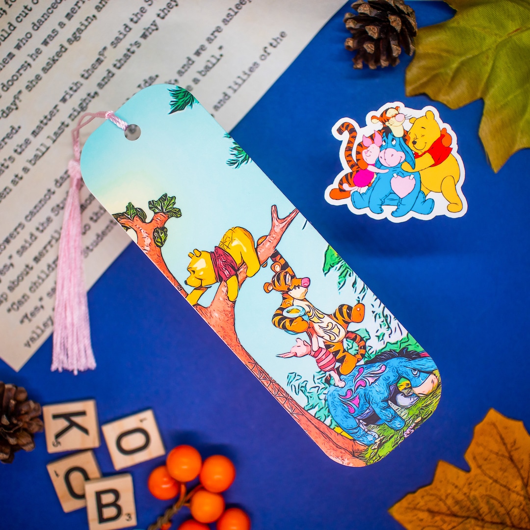 Winnie the Pooh Laminated Bookmark With Tassel and Sticker - Etsy