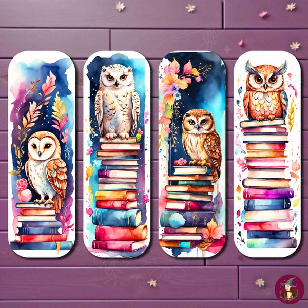 Cute Owl With Books Laminated Bookmark With Sticker