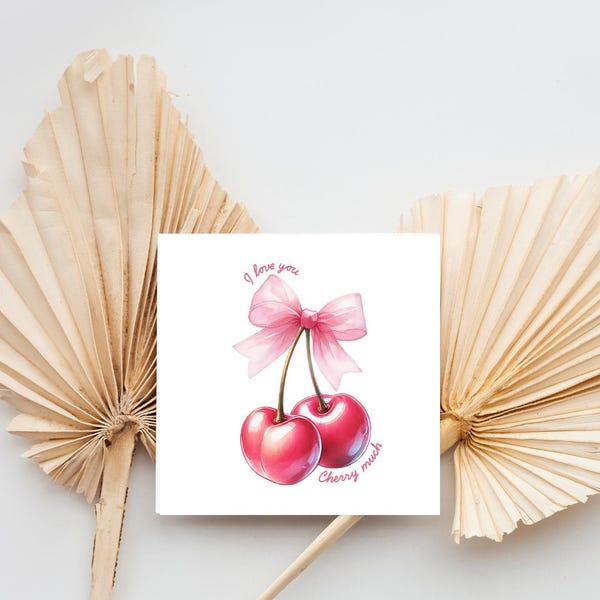 Carte de Saint Valentin / Noeud cerise /
