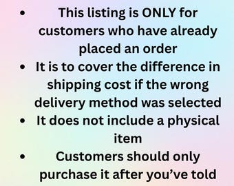 Extra Shipping Charge – Please Read Description