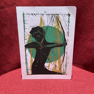 Centaur Blockdruck. 4x6" handgedrucktes Bild. Fabelwesen, Feenkunst. Erhältlich als matter Druck oder Grußkarte.