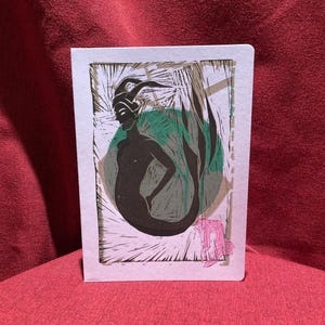 Risque Steenbok-blokprint. Afbeelding van 4 x 6 inch. Dierenriem, horoscoopkunst, elfenwezen. Verkrijgbaar als matte print of als wenskaart.