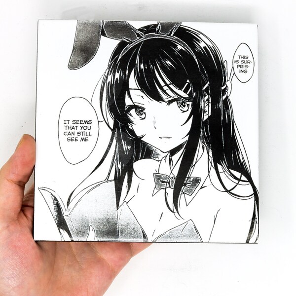 Bunny Girl Senpai - Wall Art - Wall Print - Gift For Anime Lovers - Gift for manga lovers - Mai San - Engraved Ceramic Tile 6x6