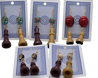 Chess is my Jam Earings with Upcycled Beads