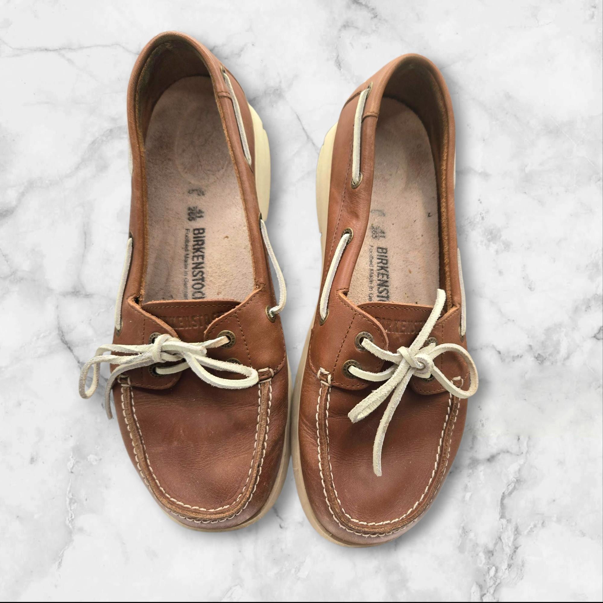 vintage marron Birkenstock Hommes Boat Shoes SZ. 9.5