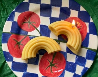 Elbows Pasta Candle, Realistic Food Shape, Beeswax/Soywax  Decor (Scented/Unscented)