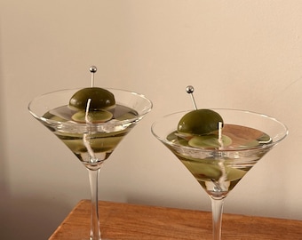 Dirty Martini Candle: Gel Wax with Beeswax Olive | 8 oz | USA | 1 ct