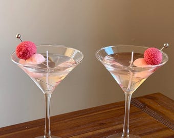 Lychee Martini Candle: Gel Wax with Beeswax Olive | 8 oz | USA 1 ct