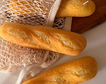 Realistic Baguette Candle, Hand-Poured Beeswax/Soy Wax Loaf Home Décor