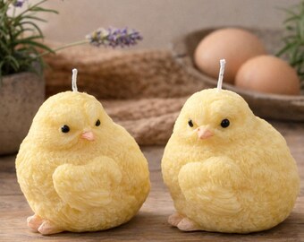 Beeswax Chick Candle: Easter Spring Decor, Natural Glow