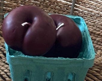 Realistic Plum Candle: Unscented Fruit Decor 1 ct