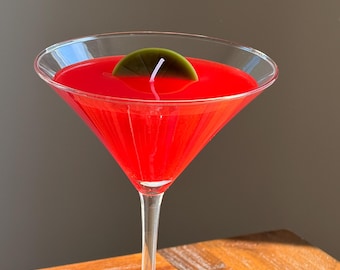 Cosmopolitan  Cocktail Candle Candle: Gel Wax with Beeswax Olive | 8 oz | USA