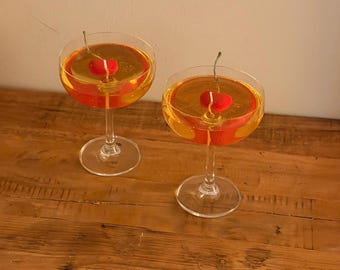 Champagne Candle with cherry | Gel wax | Beeswax |  7 ounce