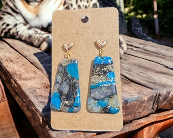 Jacksonville Jaguars Football Earrings, Teal Black Gold Clay Polymer Resin Custom Jewelry